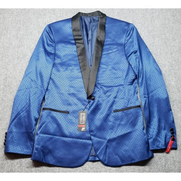 J Ferrar Blazer Jacket Mens Size 42L Blue Diamond Slim Fit Evening Edition New